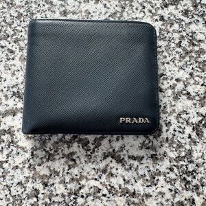 Prada Black Saffiano Leather Slim Bi-Fold Wallet